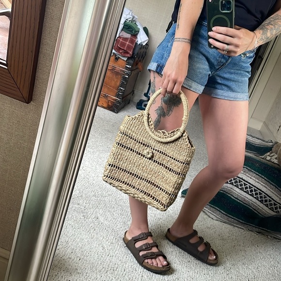 Natural Boho Woven Wicker Tote Clutch Purse - Picture 12 of 14